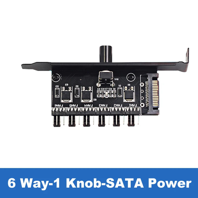 PCI Fan Speed Controller,12V Molex 4pin or SATA Powered 6 8 Fan Hub,PWM 4 pin CPU Radiator 3pin Case Cooler Temperature Control