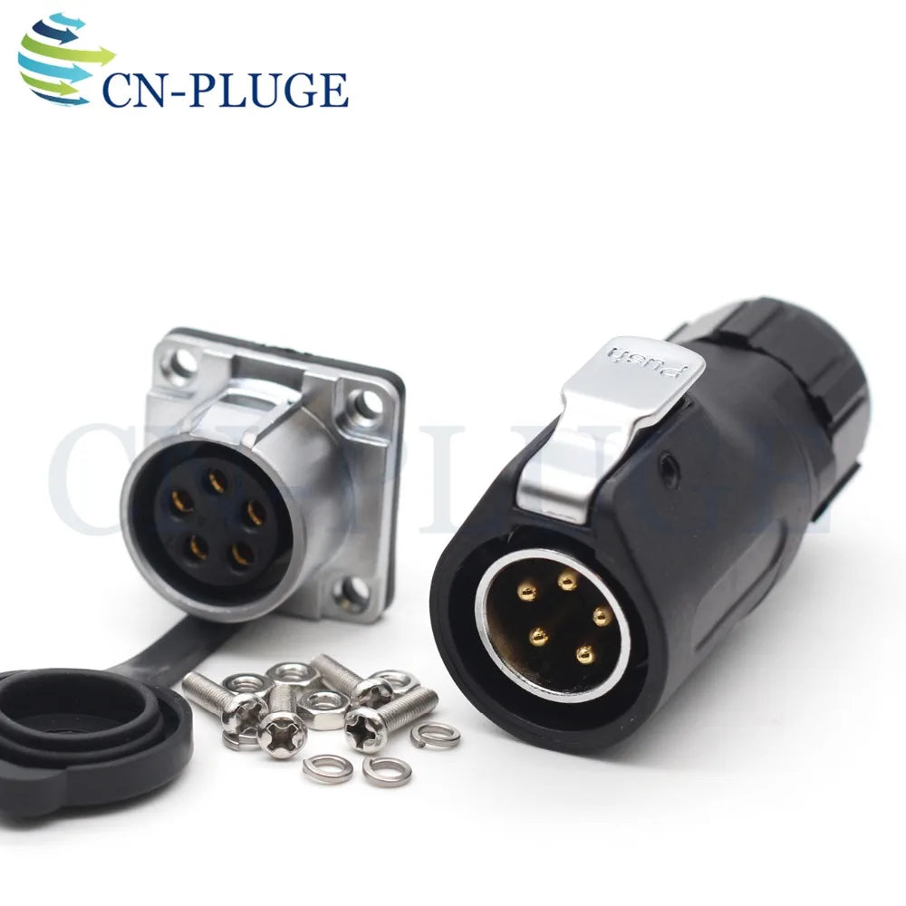 XHP20, IP67 2 3 4 5 67 8 9 10 12-Pin Waterproof Electrical Connector, 20mm Aviation Square Panel Mounting Male Plug