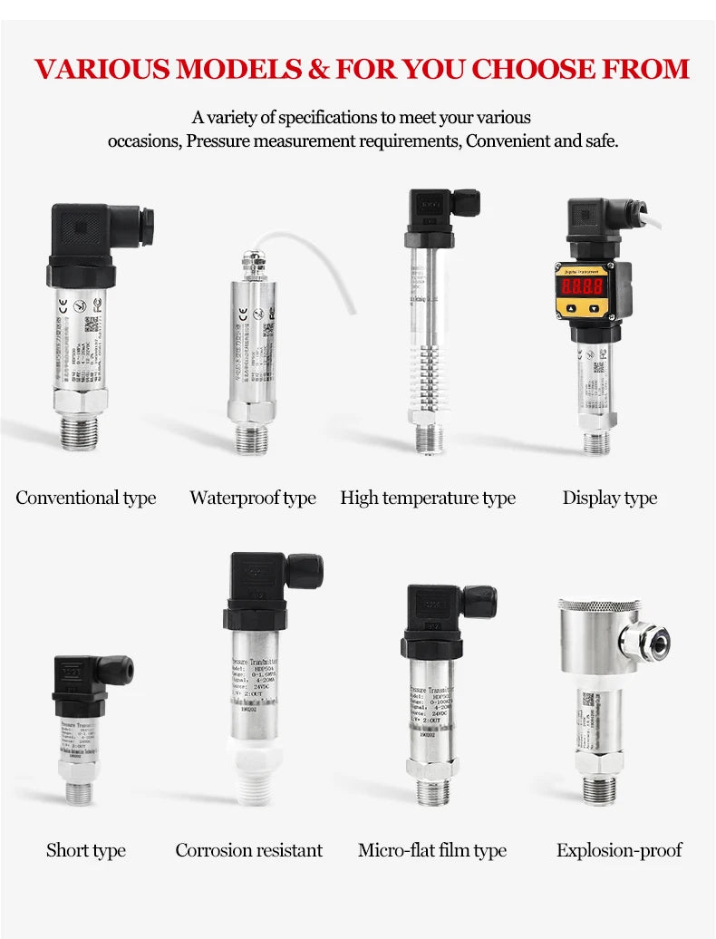 IP68 Waterproof 24Vdc G1/2 Pressure Sensor Transmitter Transducer 1.2 MPa 1M Cable For Water Gas Oil