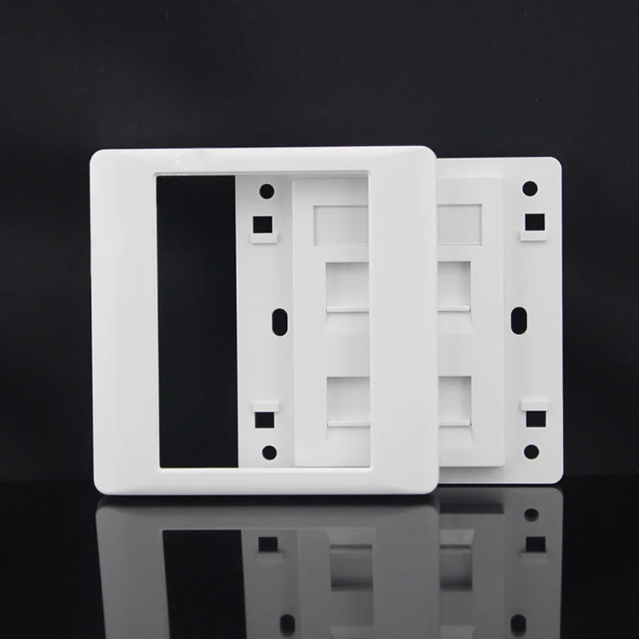Xintylink RJ45 Socket Jack Modular 4 Port Cat5e Cat6 Keystone White PC Wall Face Plate Faceplate Toolless Wall Socket Panel 86mm