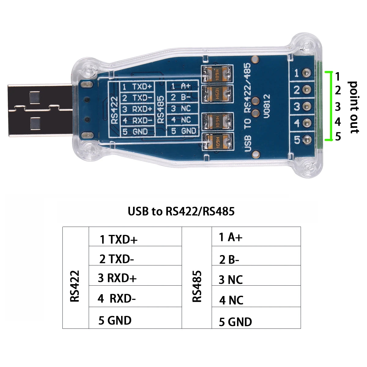 FTDI USB TO 5P Terminal Block RS485 RS422 Serial Converter Adapter