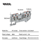 50Pcs PT2.5-QU Push-In Din Rail Terminal Block Spring 4-Conductor Strip Plug PT 2.5 QUATTRO Wire Electrical Connector PT 2.5-QU