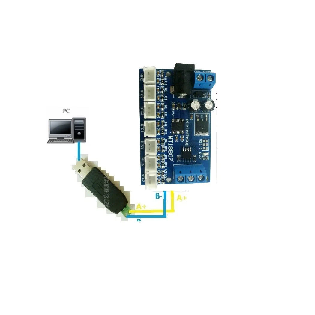 7 Lines/1 PCS 7-CH 12V RS485 NTC Thermistor Temperature Sensor Modbus RTU Remote Acquisition Monitoring Board B3950 10k 1%
