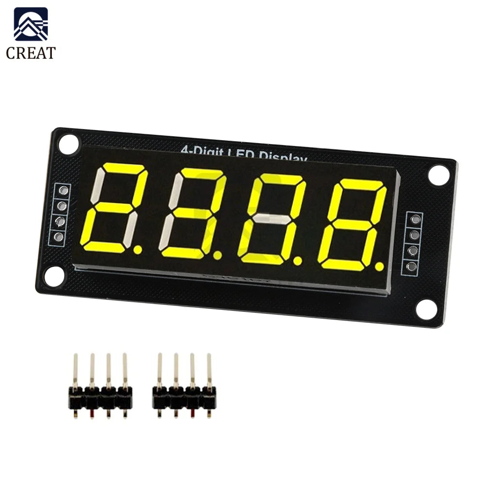 0.56" 4 Bit Digital LED Tube Display Module TM1637 Decimal 7 Segments Tube Display Module Yellow/White/Red/Green/Blue