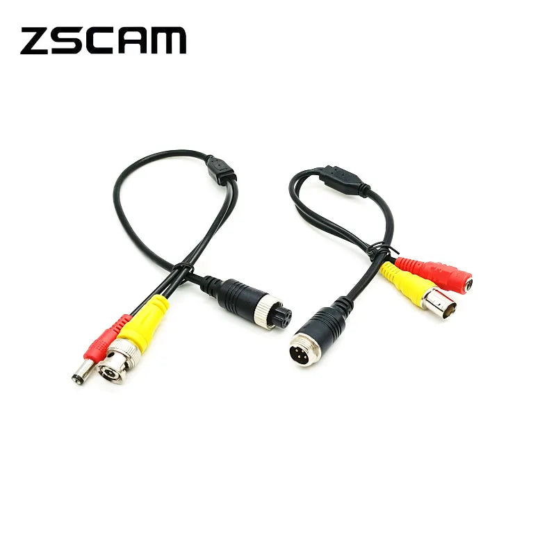 ZSCAM M12 4Pin Aviation Head Extension Cable Adapter Male to BNC Male/Female DC for CCTV Camera Security DVR