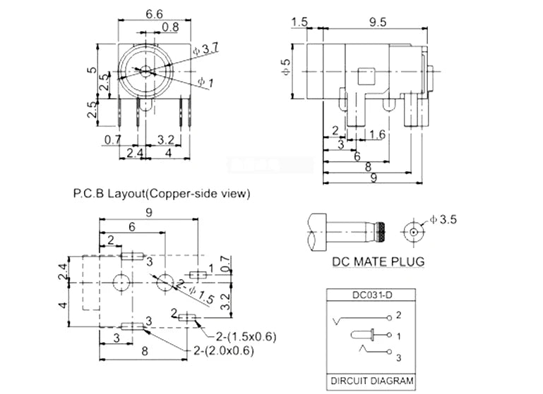 5Pcs DC Power Jack Connector 3.5×1.35mm 4.0×1.7mm Female Socket Assortment DC002 DC003 DC023 DC031 DC033