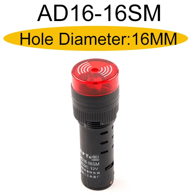 AD16-16SM 2V 24V 110V 220V 380V Flash Led Alarm Indicator Light Buzzer LED Active Buzzer Beep Alarm Indicator Red Green Yellow