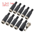 10Pcs DC Power Jack Connectors 5.5 x 2.1mm DC Plug Male Female Socket Soldering Type Nut Panel Mount DC Power Adapter Connector