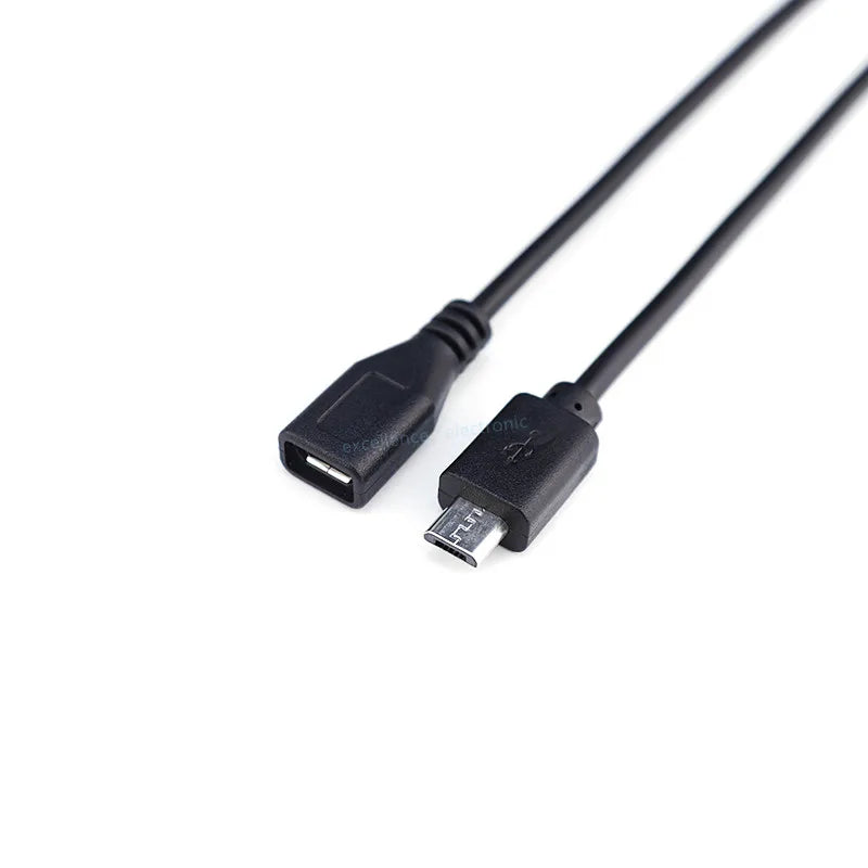 1pcs Micro USB 2.0 Female Jack Android Interface 4 Core 2 Core Male Female Power Data Charge Cable Cord Connector 30CM Cable