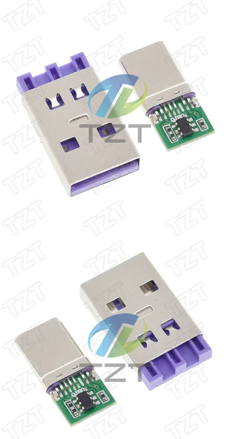 1/5Set PD Fast Charge Type-C USB 65W 5A  Male Connector Welding With 5Pin PCB + Type A Male 5Pin USB DIY OTG Data Charge DIY KIT