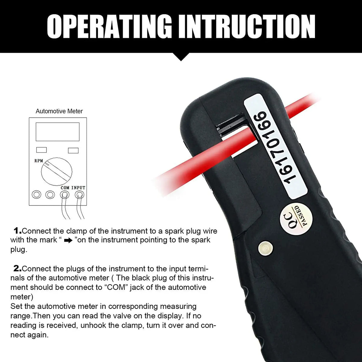 770K Automotive AC/DC Dwell Multimeter With Temperature Resistance Handsel RPM Indudctive Pick-up or AC/DC Current Clamp Adapter