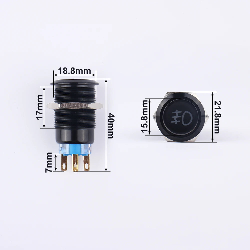 1PC Fog lamp LED Momentary Fixation locking waterproof 16mm 19mm Metal Push Button Switch 3V 5V 12V 24V 220V symbol customized