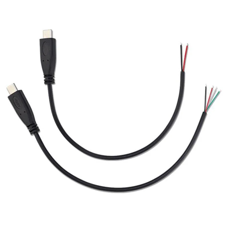 1pcs 25cm 2pin 4pin Wire USB 2.0 Type C Male Female Plug Extension Welding Type USB-C DIY Repair Cable Charger Connector