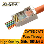 Xintylink RJ45 CAT6 Connector SFTP FTP STP Ethernet Cable Plug CAT5E CAT5 RG RJ 45 Network CAT 6 Metal Shielded Jack LAN 50U/6U