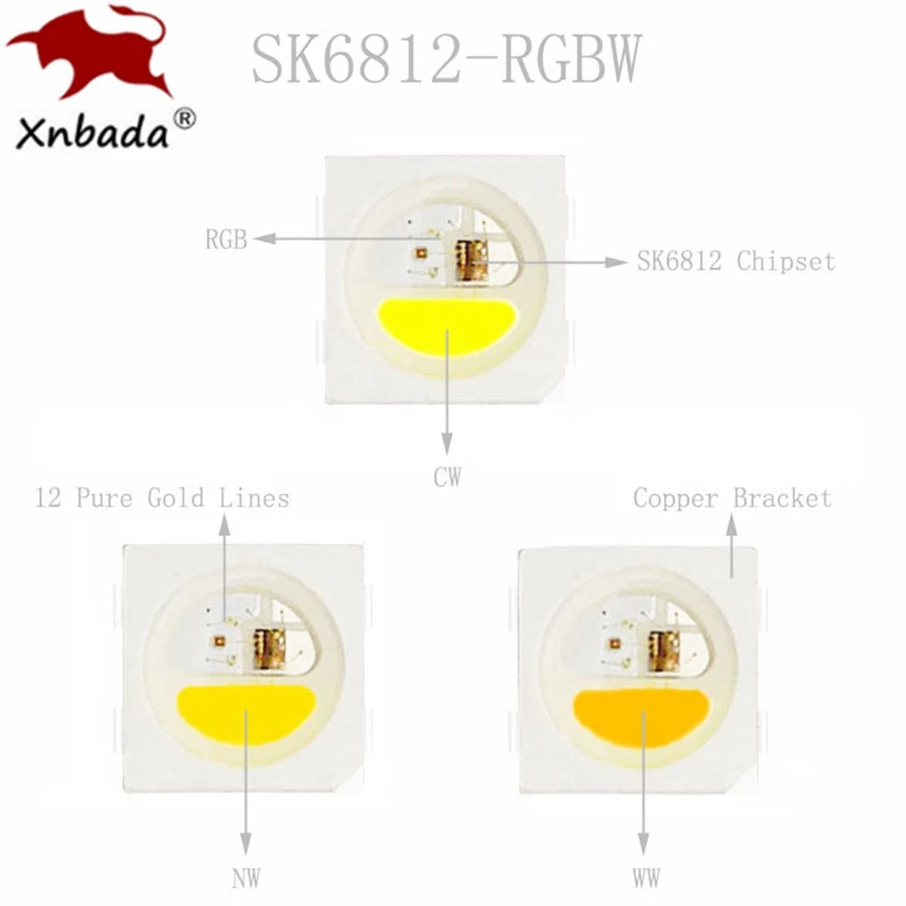 SK6812 RGBW Led Strip Light 4 IN 1 Similar WS2812B 30 60 144 LEDs/m Individual Addressable RGBWW Led Lights IP30 65 67 DC5V