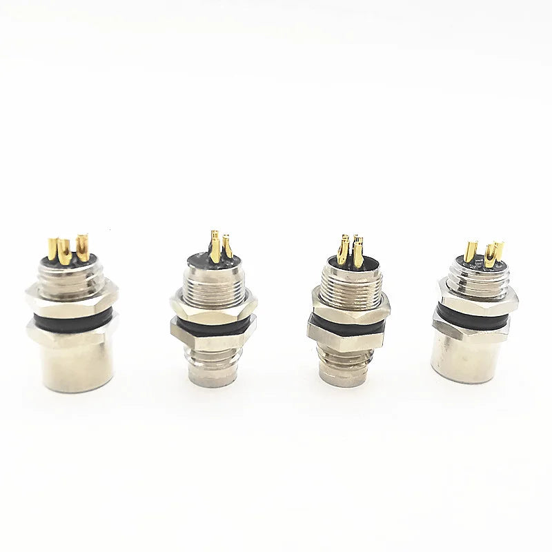 M8 Flange Socket Sensor Male&Female Stainless Steel Connector A Type 3&4 Pin panel back mount threaded coupling