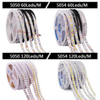 5M LED Strip SMD 5050 5054 LED Tape Waterproof Ribbon Diode 12V 2835 Flexible Neon Lights 60/120Leds/m LED Lights for Room Decor