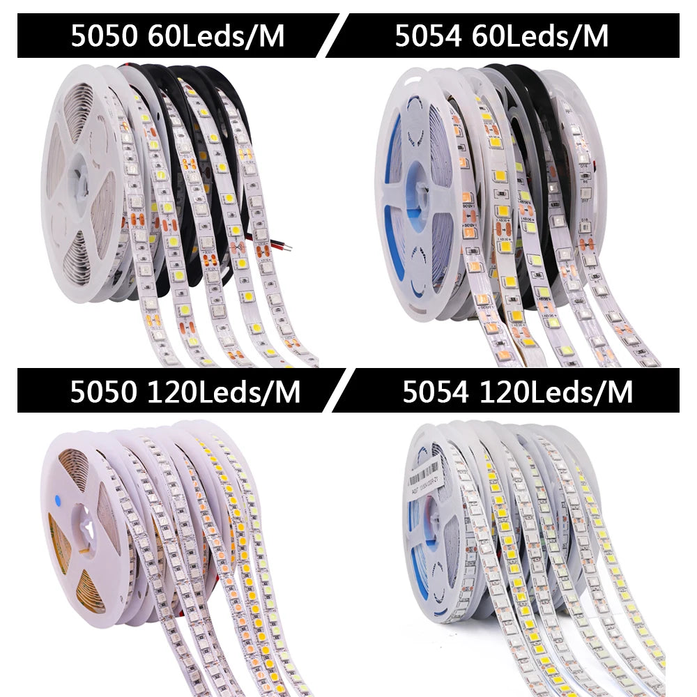 5M LED Strip SMD 5050 5054 LED Tape Waterproof Ribbon Diode 12V 2835 Flexible Neon Lights 60/120Leds/m LED Lights for Room Decor