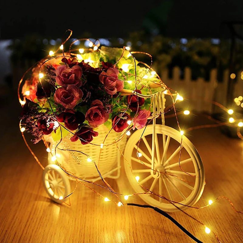 1M 2M 3M 5M Copper Wire LED String Lights Battery Operated Holiday Lighting Fairy Garland For Christmas Tree Wedding Party Decor