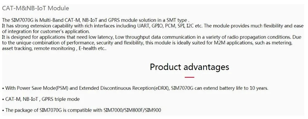 SIMCom SIM7070G Multi-Band Cat-M Cat-NB-IoT GPRS Module 1PCS Compatible with SIM7000 SM800F SIM900 with Or without SIM Card