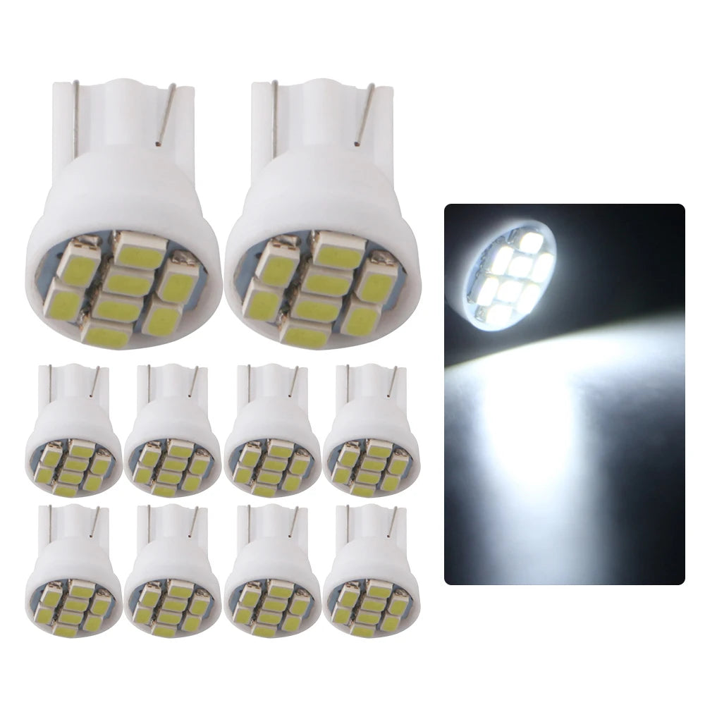 10Pcs AC/DC 6V 6.3V Led Bulb Arcade Pinball Car Light T10 W5W 555 192 168 194 1206 8 SMD LED White Blue Red Green Amber Pink