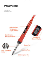 JCD 220V 80W LCD Electric Soldering Iron 908S Adjustable Temperature Soldering Iron with Quality Soldering Iron Tips and Kits