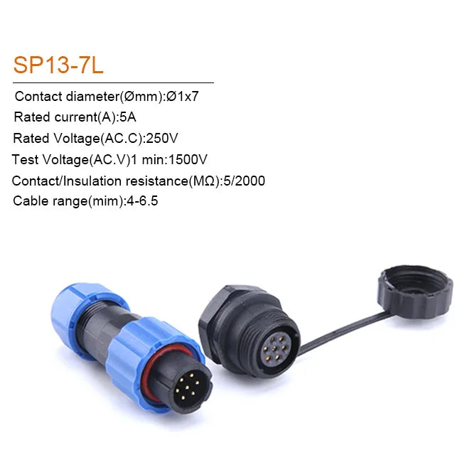 Waterproof Connector IP68 SP13 2/3/4/5/6/7/9PIN  Male Plug & Female Socket  Panel Mount Wire Cable Connector Aviation Plug
