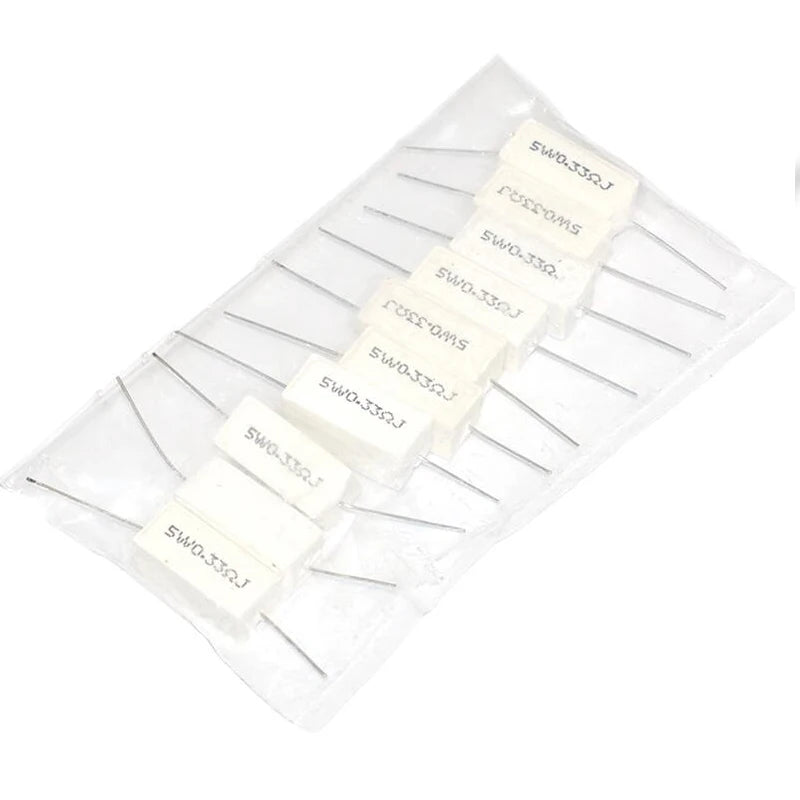 10pcs 5W 5% Cement Resistor Power Resistance 0.1 ~ 10K 0.1R 0.5R 1R 10R 100R 0.22 0.33 0.5 1 2 5 8 10 15 20 25 30 100 1K 10K ohm
