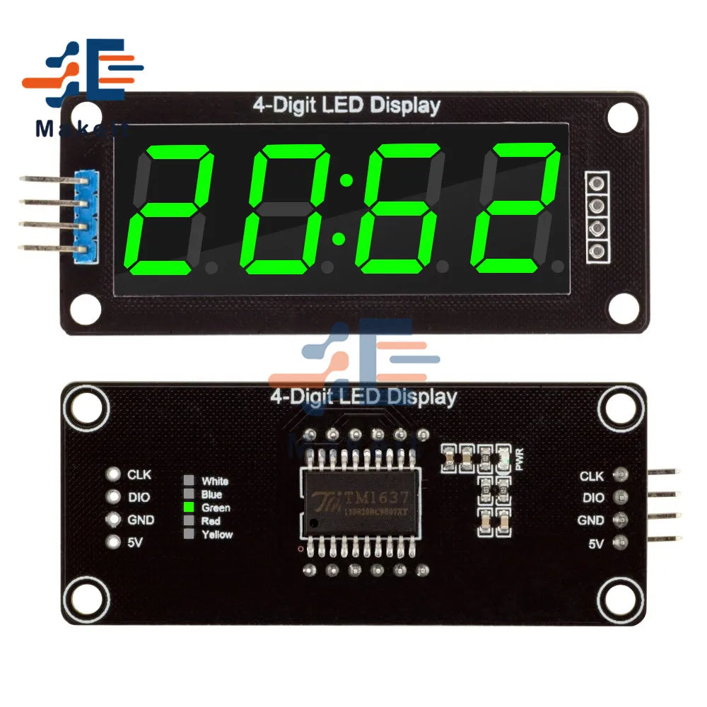0.56 inch 0.56" TM1637 4-Digit 7 Segments Digital Tube Clock Module 4 Bits Double Dots LED Display Screen Board for Arduino
