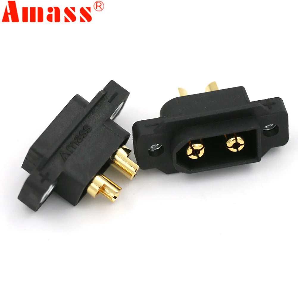 AMASS Black XT90E-M Battery Connection Plug Gold-Plated Male Connector DIY Connecting Parts for XT90 RC Aircraft Drone FPV