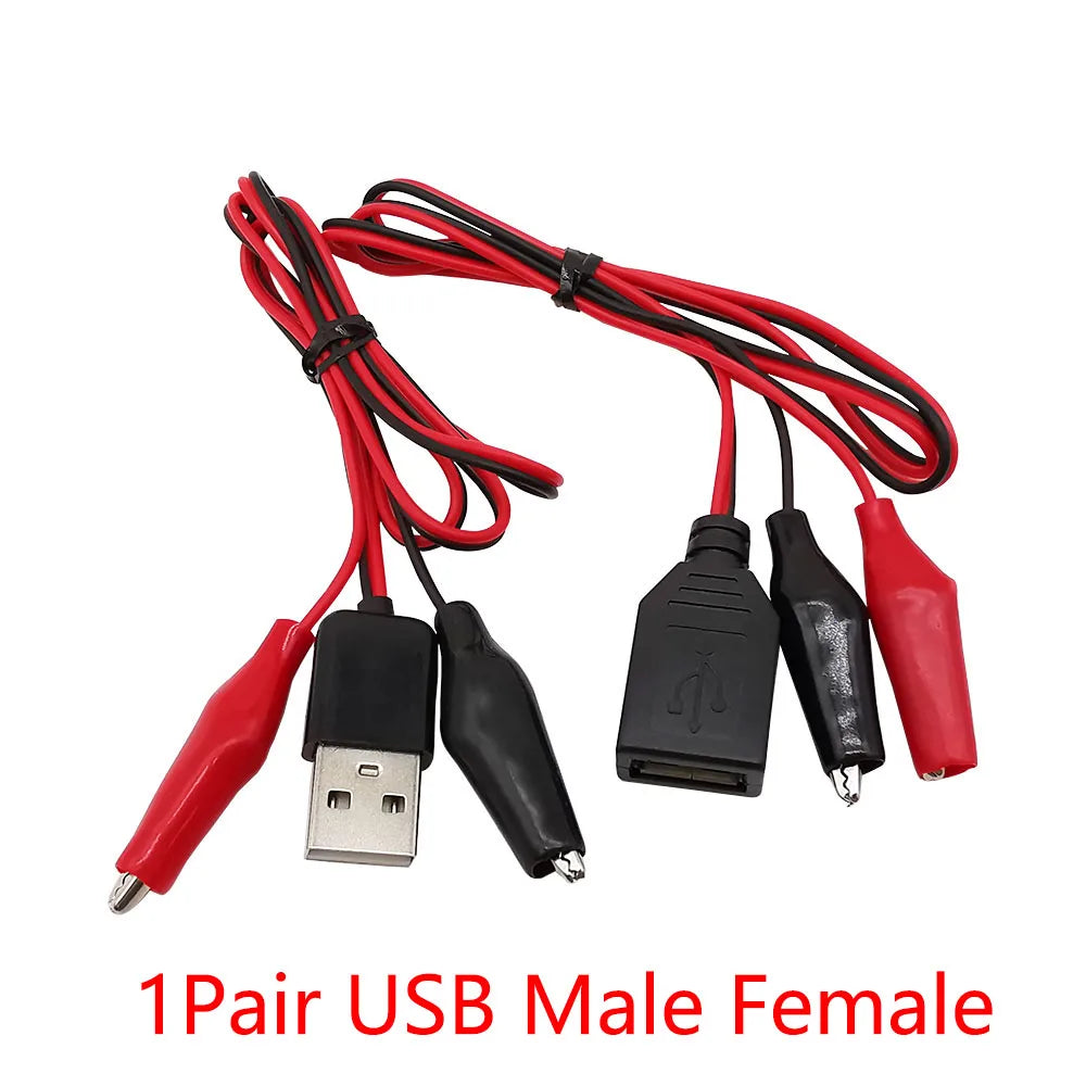 Alligator Cilps to USB/Banana Plug Test Cable Lead Jumper Wire  Male Female DC 5.5x2.1 Crocodile Clip Probe Power Supply Adapter