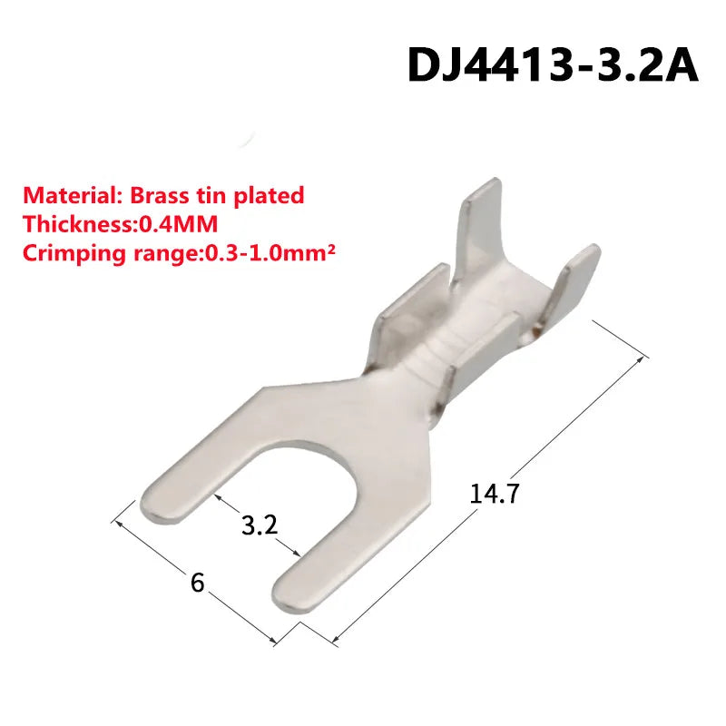 100pcs 4.2mm Fork Terminal Block Fork-shaped Bare cold-pressed Terminal U-shaped Y-shaped Lug Grounding Lug 3.2 4.2 5.2 6.2 8.2