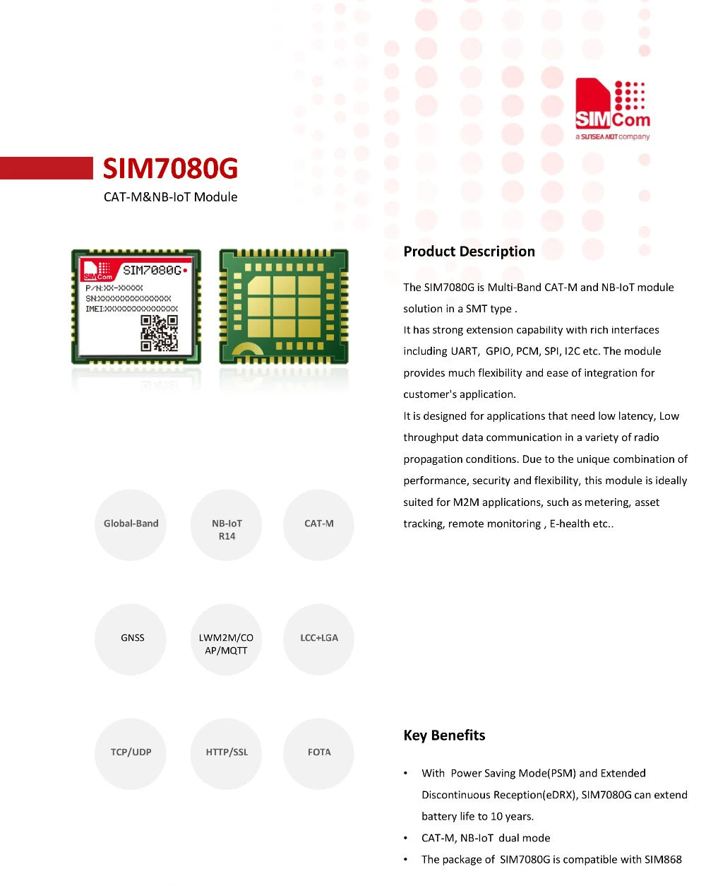 SIMCOM Core Board SIM7080G LTE CAT-M NB-IoT Module with USB Port Built-In SIM868 External LTE GPS for IoT Applications