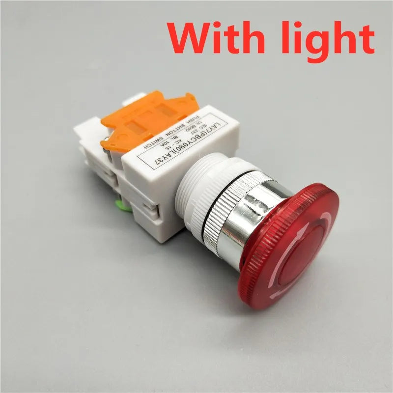 22mm LAY37-11ZS/LAY37-11ZSD Red Mushroom Head Emergency Stop Push Button Switch with Light Self-locking 10A/660V