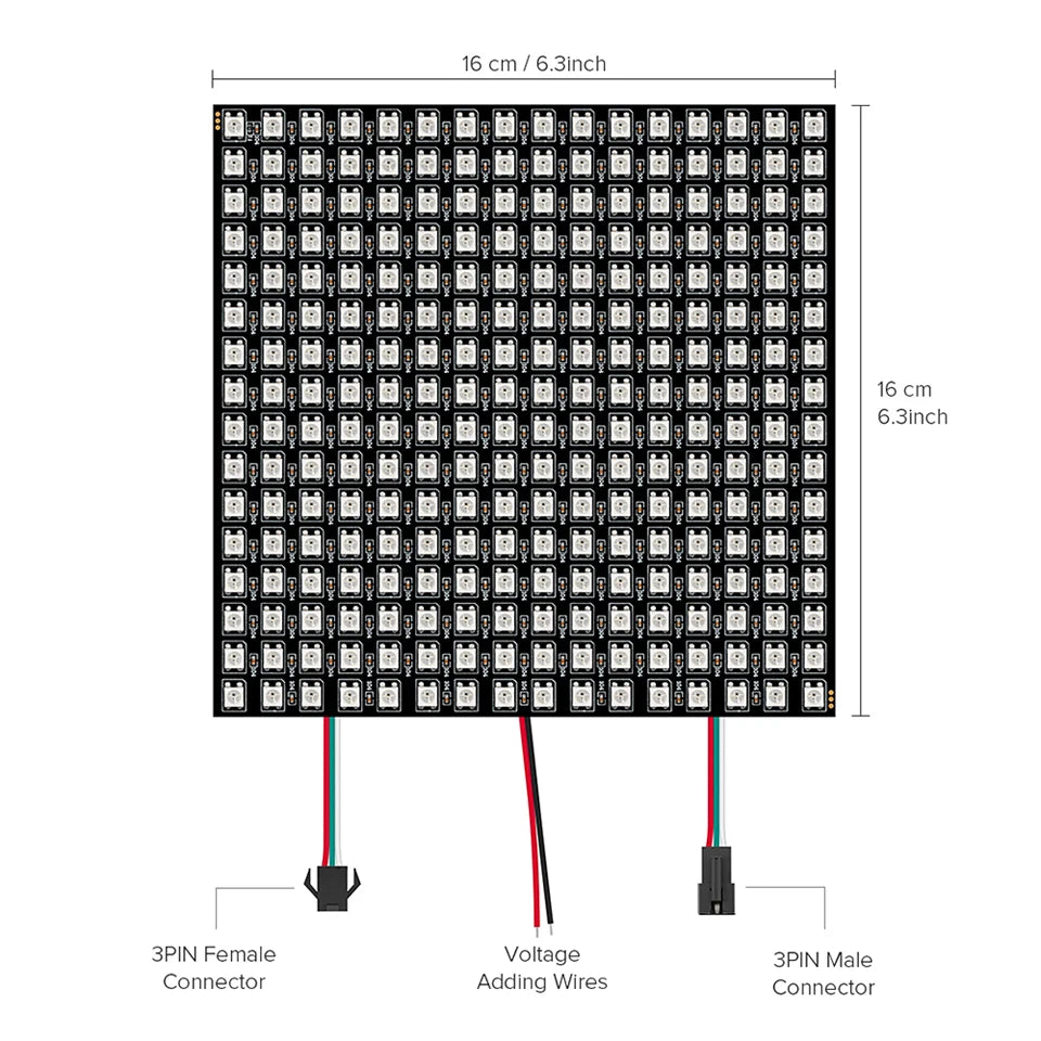 1-10Pcs WS2812B RGB Flexible 16x16 8x32 256Leds Pixel Panel Matrix Screen Led Module WS2812 IC ECO Individually Addressable DC5V