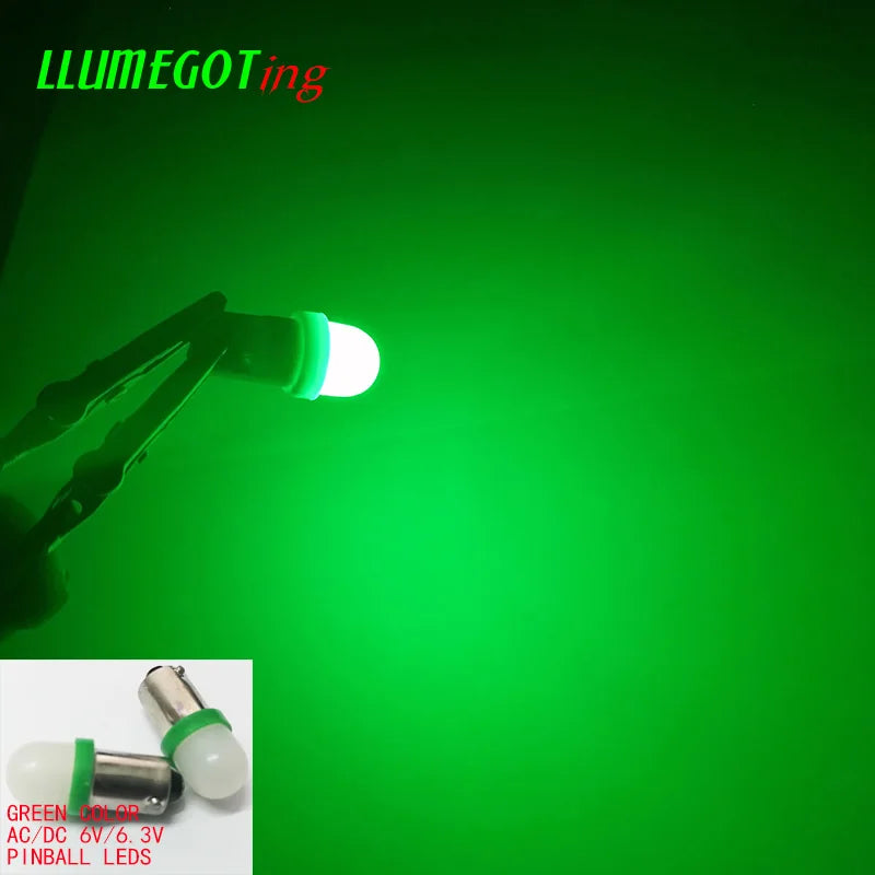 50pcs BA9S T4W #44 #47 Milk White Dome 2x 5630SMD Various Color Non Polarity AC DC 6V 6.3V Bally Pinball Game Machine Led Bulbs