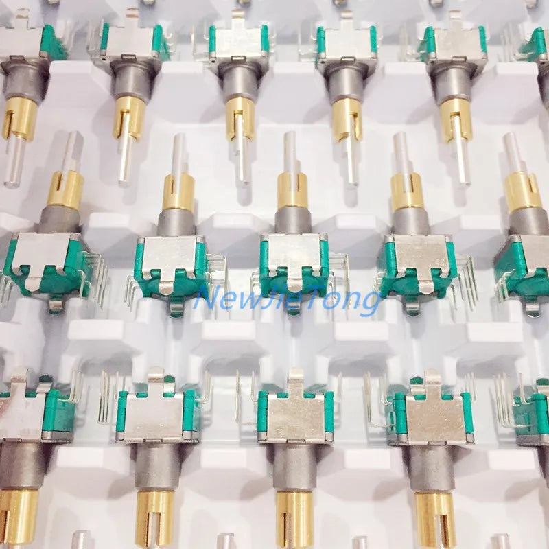 2PCS EC11 Encoder EC11EBB24C03 Dual-Shaft Axis with Push Button Switch EC110701N2B 30 Position 15 Pulse 8Pins 25MM Half Shaft