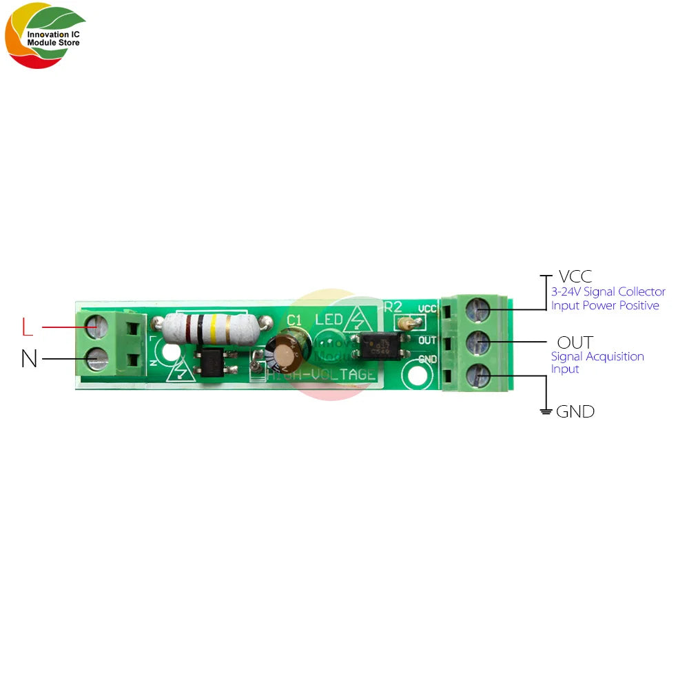 1-Bit AC 220V Optocoupler Isolation Module Voltage Sensing Board Adaptive 3-5V for PLC Isolamento Fotoaccoppiatore With Rail Die