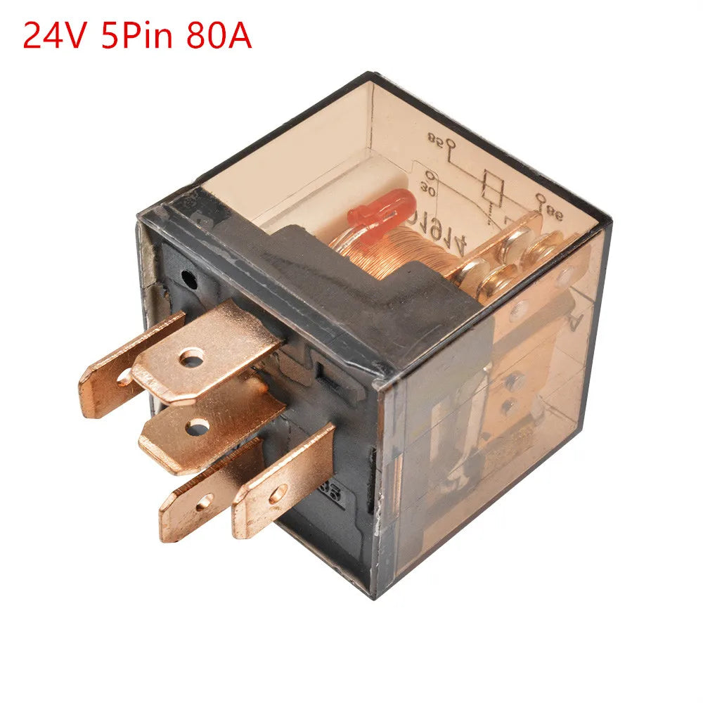 DC 12V 24V Waterproof Automotive Relay 5Pin SPDT Car Control Device 80A 100A Car Relays High Capacity Switching