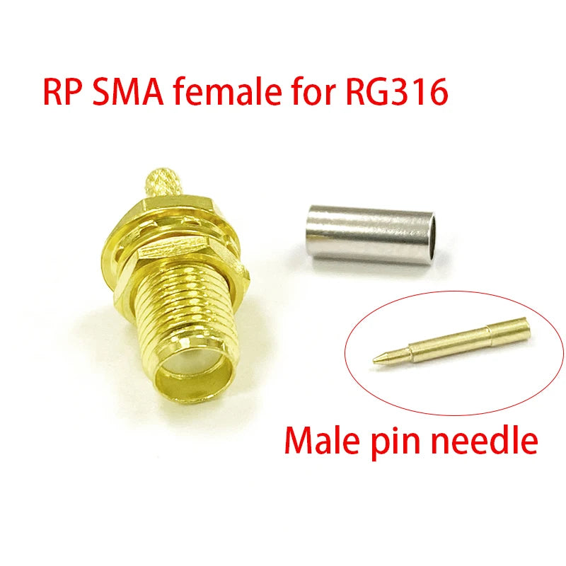 New 1- 10PCS SMA  Male Plug Female Jack /RP RF Coax Connector Crimp For LMR100 RG174 RG316 Cable Straight Goldplated Adapter