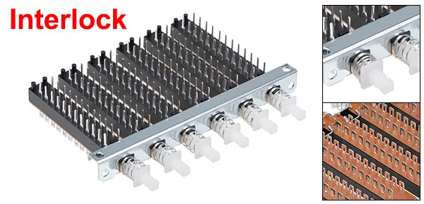 1Pc Interlock/Latching Push Button Switch Piano Type 6/12/18/24Pin 1/2/3/4/5/6/7/8 Row Straight Through Hole Straight Key Switch
