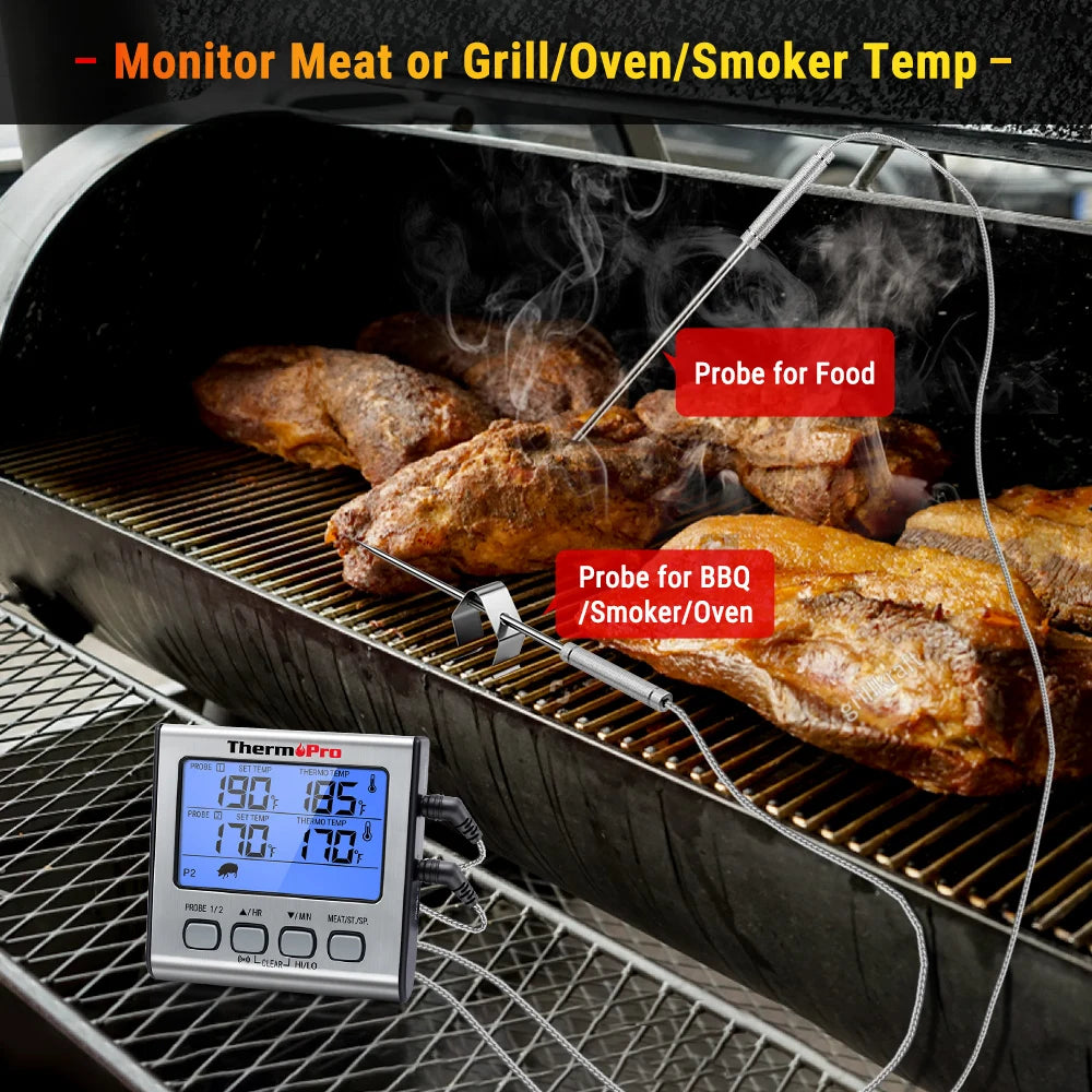 ThermoPro TP-17 Dual Probes Digital Outdoor Meat Thermometer Cooking BBQ Oven Thermometer with Big LCD Screen For Kitchen