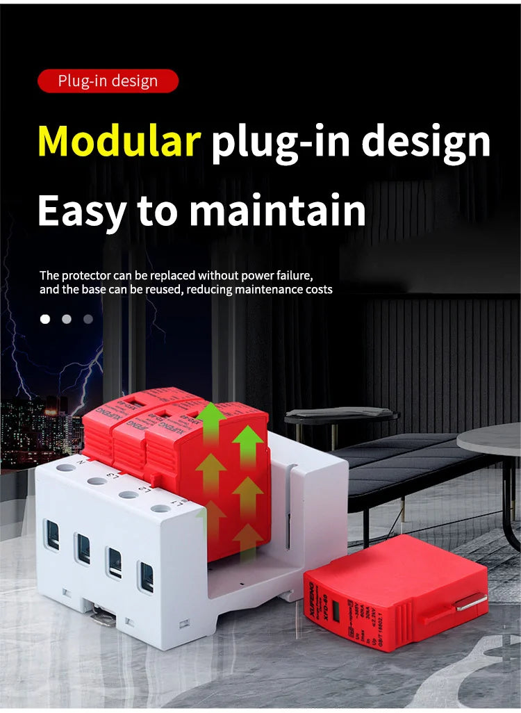 1PCS 1P 2P 3P 4P House Lightning Surge Protector Protective Low-voltage Arrester Device 380V Lightning Protection Device