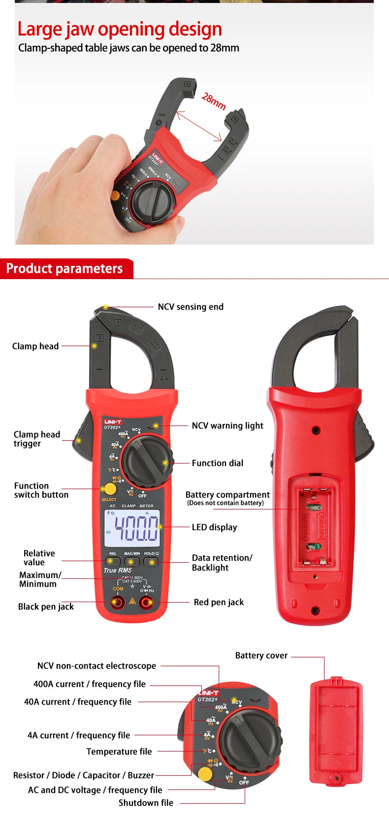 UNI-T Clamp Meter UT201 UT202 UT202A UT203 UT204 Plus Digital Tester Professional Voltmeter Pliers Ammeter Electric Multitester