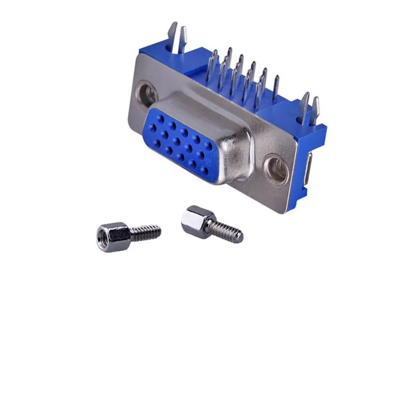 5/10PCS DB15 DR15 3Rows Blue Parallel Port 15 Pin D Sub Female 15pin PCB 90 Degree Connector DB15 Socket 3.08mm VGA Adapter