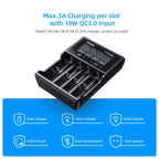 XTAR VC4SL 18650 Battery Charger USB C QC3.0 Fast Charge 1.2V Ni-MH AAA AA Batteries Rechargeable Li ion 21700 Battery Charger