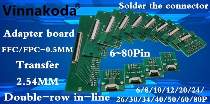 5PCS FFC/FPC Adapter Board 0.5MM-5P to 2.54MM Welded 0.5MM-5P Flip-top Connector