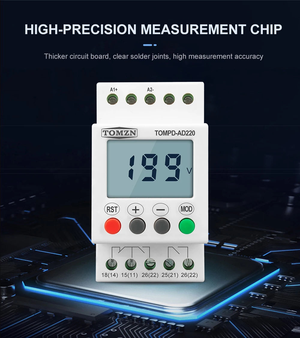 TOMZN AC DC 110V-240V DIN Rail Over and Under Voltage Protection Monitoring Relays Protector