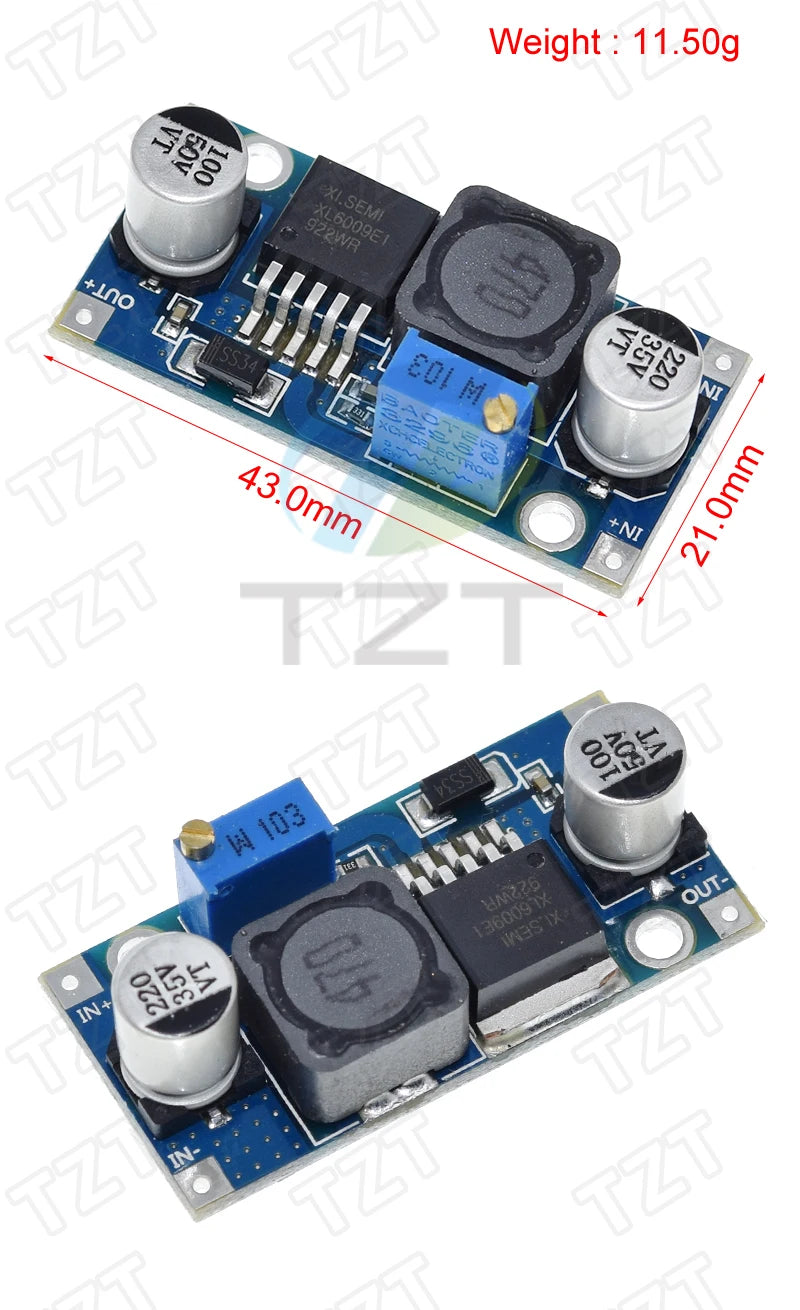 TZT 1/3PCS Boost Buck DC-DC Adjustable Step Up Converter XL6009 Power Supply Module 20W 5-32V to 1.2-35V