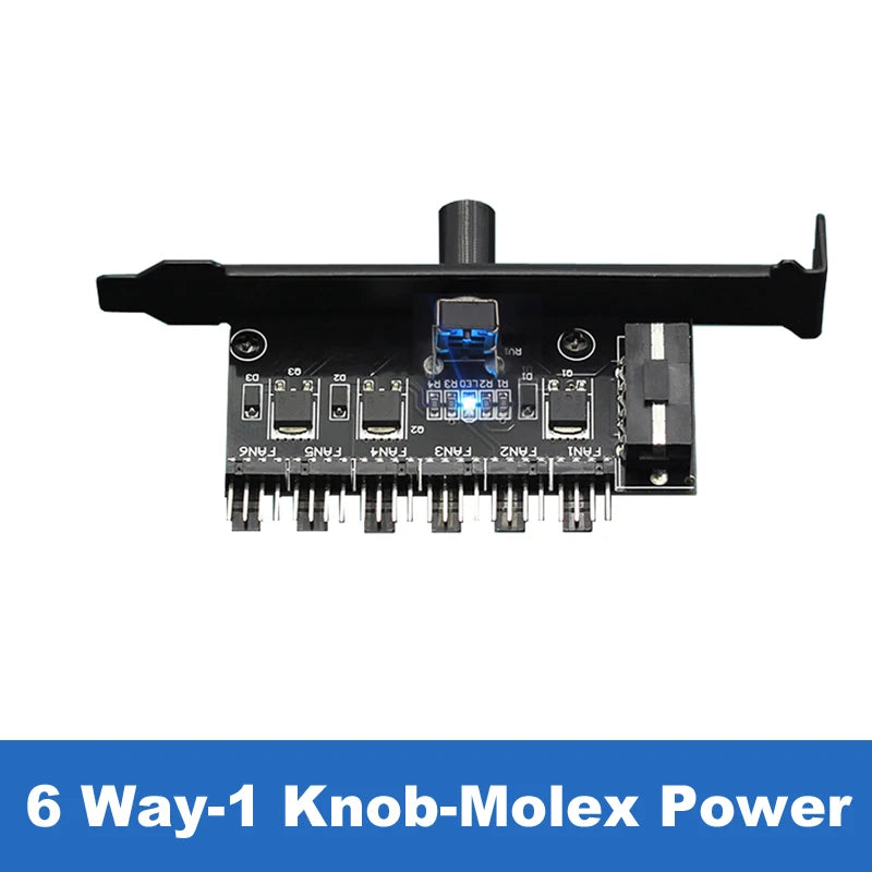 PCI Fan Speed Controller,12V Molex 4pin or SATA Powered 6 8 Fan Hub,PWM 4 pin CPU Radiator 3pin Case Cooler Temperature Control